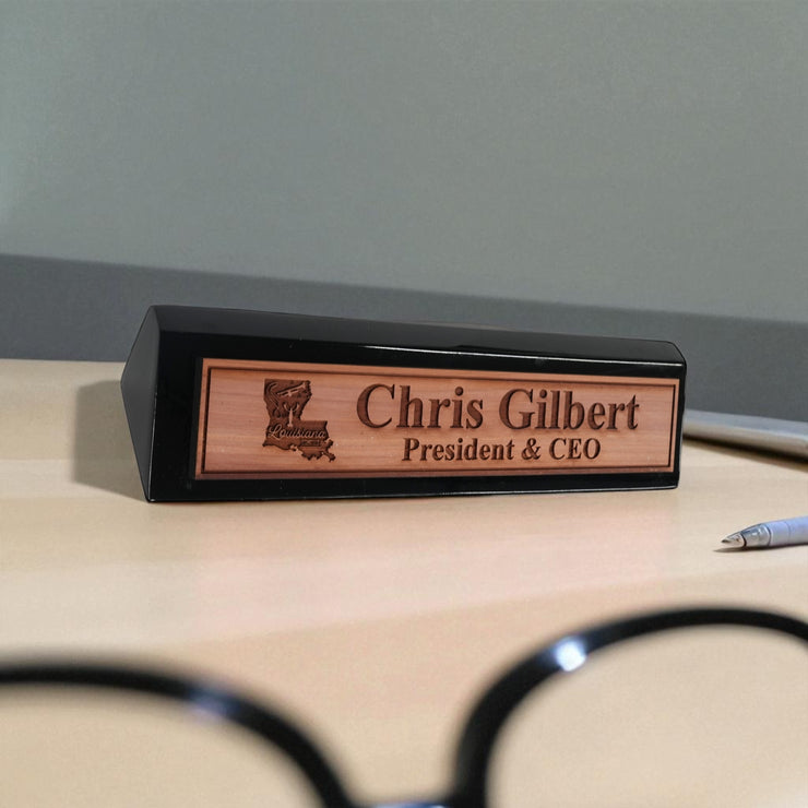 Desk Wedge Name Plate - PERSONALIZED - Louisiana - 11 Inches - Cajun