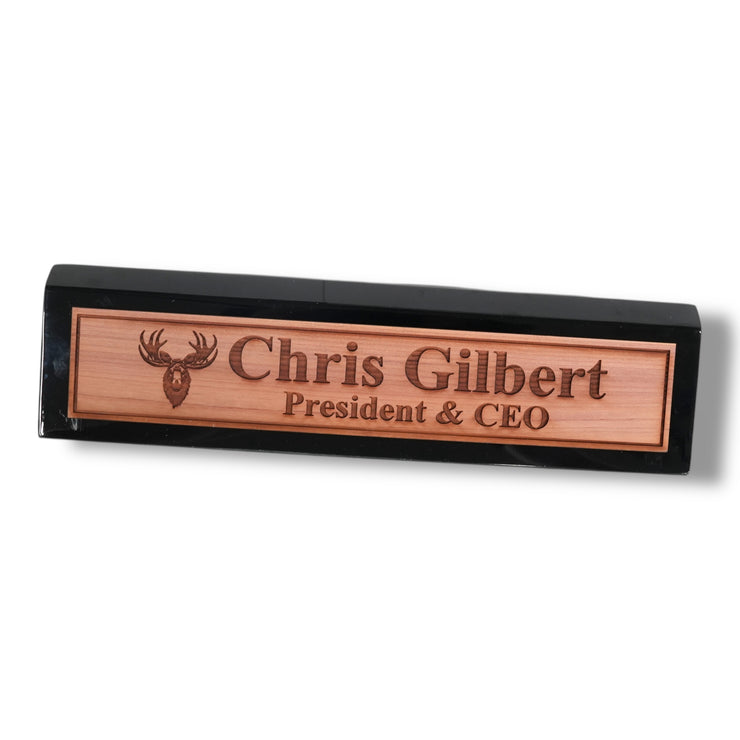 Desk Wedge Name Plate - PERSONALIZED - Moose - 11 Inches