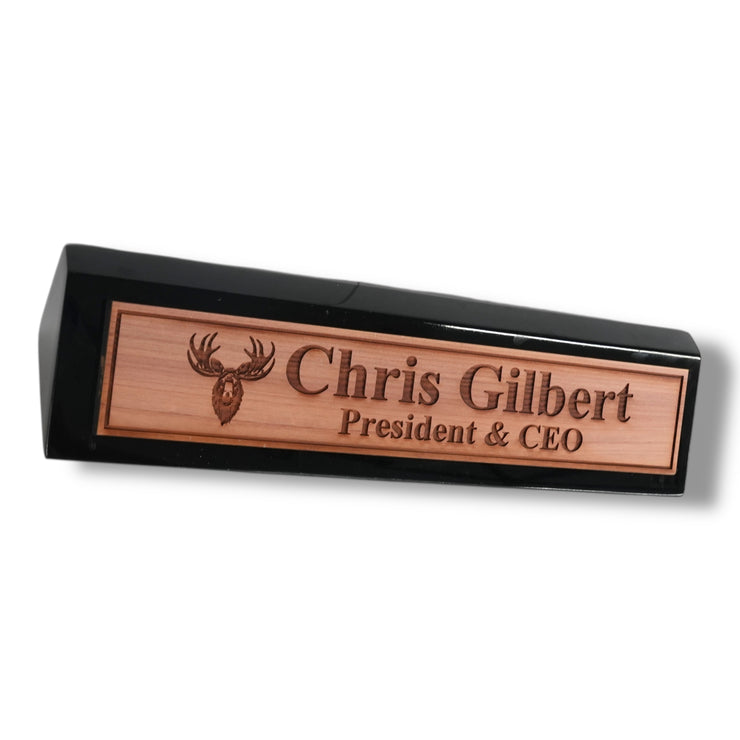 Desk Wedge Name Plate - PERSONALIZED - Moose - 11 Inches