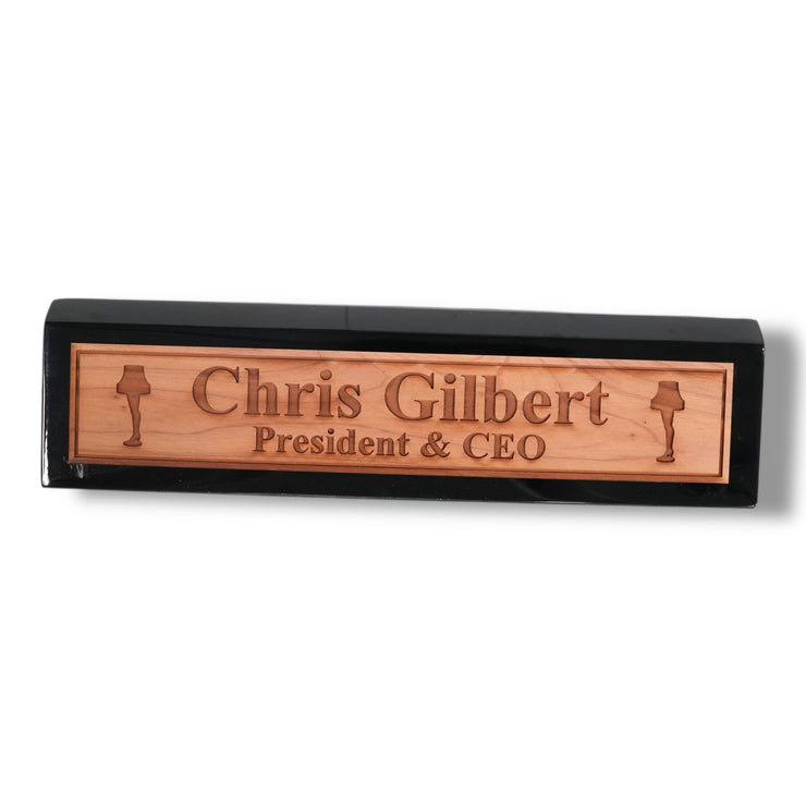 Desk Wedge Name Plate - PERSONALIZED - Leg Lamp - 11 Inches
