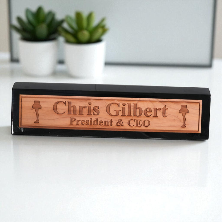 Desk Wedge Name Plate - PERSONALIZED - Leg Lamp - 11 Inches