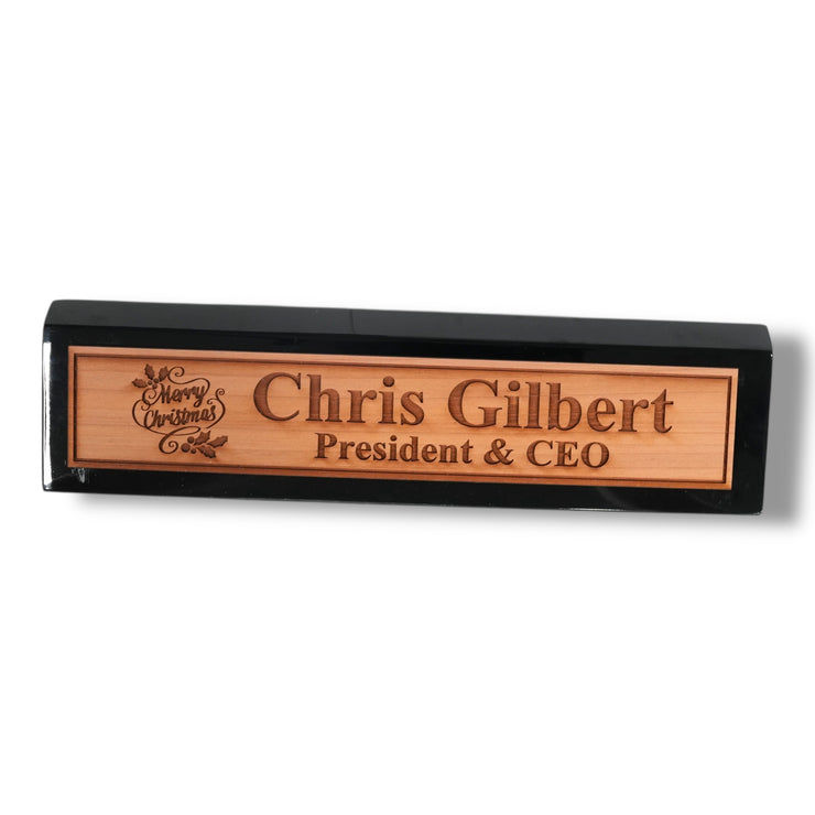 Desk Wedge Name Plate - PERSONALIZED - Merry Christmas - 11 Inches