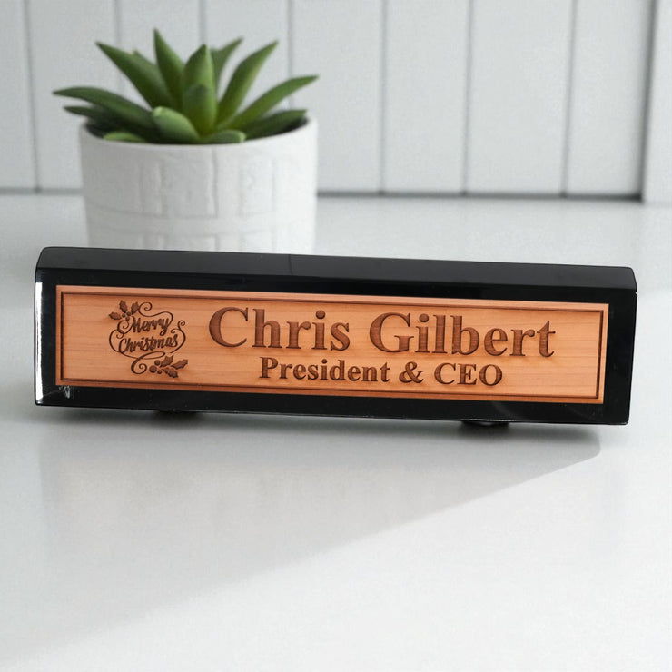 Desk Wedge Name Plate - PERSONALIZED - Merry Christmas - 11 Inches