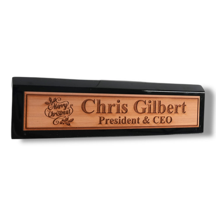 Desk Wedge Name Plate - PERSONALIZED - Merry Christmas - 11 Inches