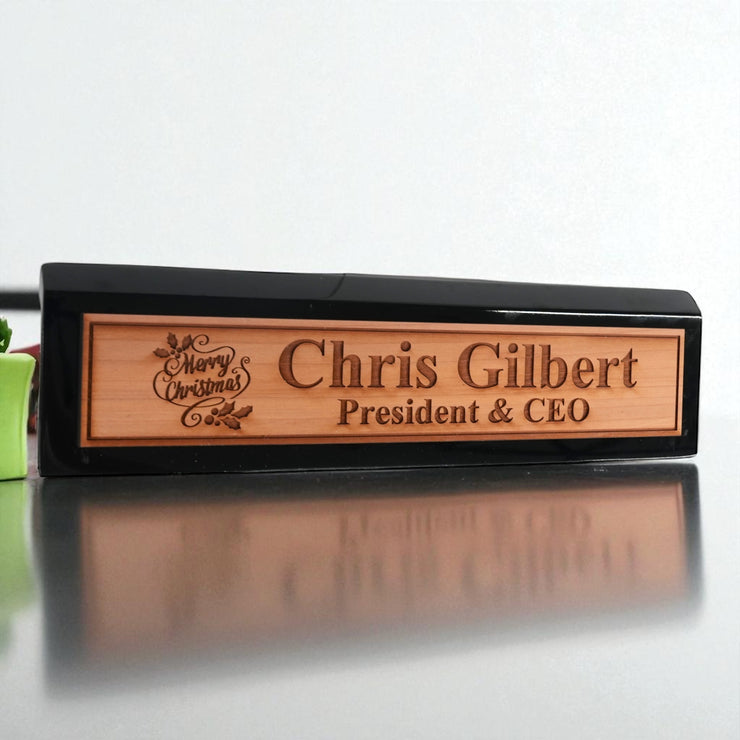 Desk Wedge Name Plate - PERSONALIZED - Merry Christmas - 11 Inches