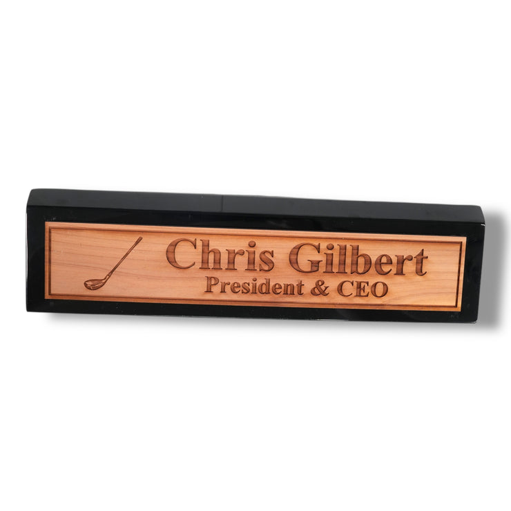 Desk Wedge Name Plate - PERSONALIZED - Golf - 11 Inches