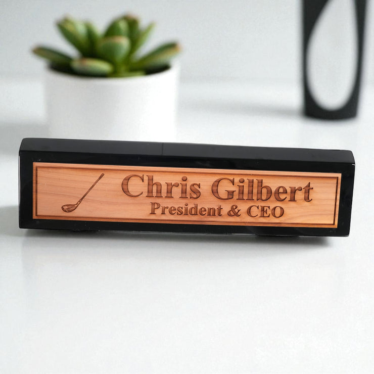 Desk Wedge Name Plate - PERSONALIZED - Golf - 11 Inches