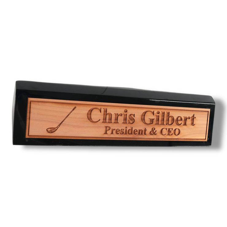 Desk Wedge Name Plate - PERSONALIZED - Golf - 11 Inches