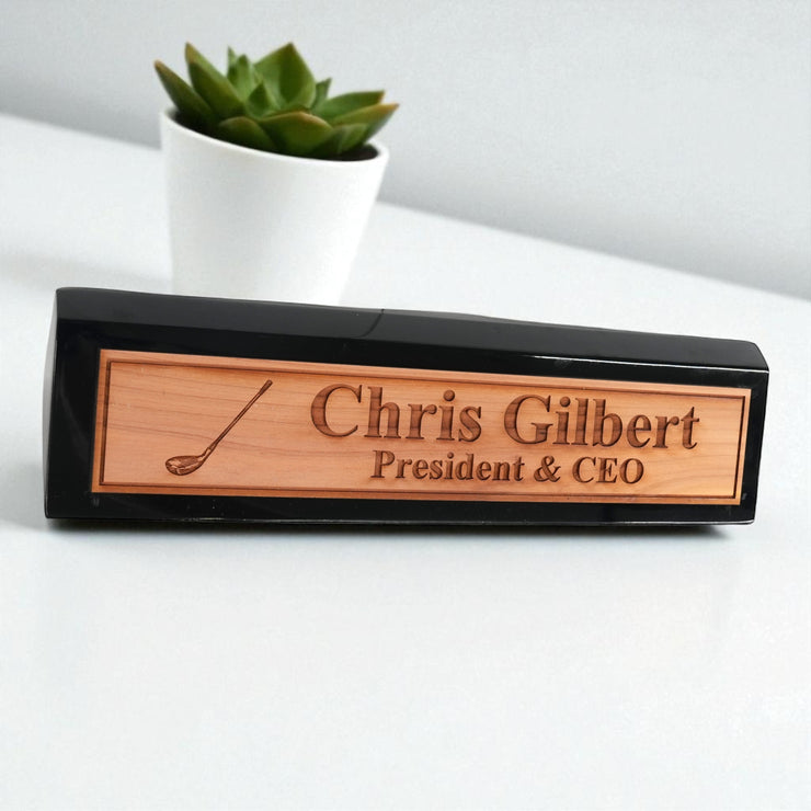 Desk Wedge Name Plate - PERSONALIZED - Golf - 11 Inches