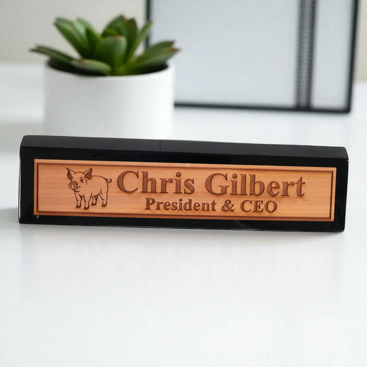 Desk Wedge Name Plate - PERSONALIZED - PIglet - 11 Inches