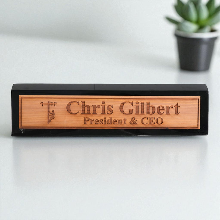 Desk Wedge Name Plate - PERSONALIZED - Lineman - 11 Inches