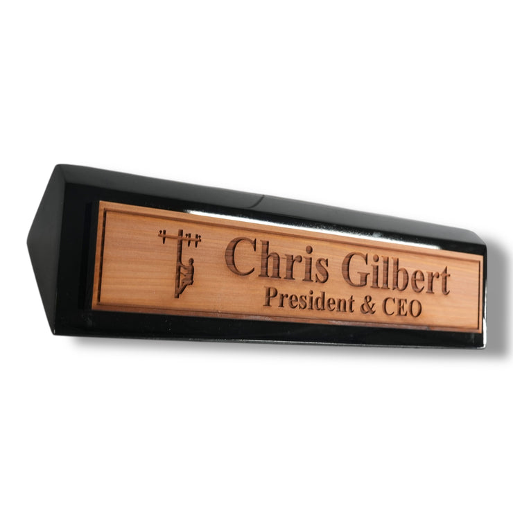 Desk Wedge Name Plate - PERSONALIZED - Lineman - 11 Inches