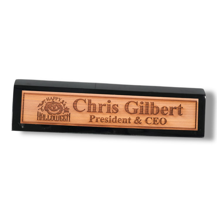 Desk Wedge Name Plate - PERSONALIZED - Happy Halloween - 11 Inches