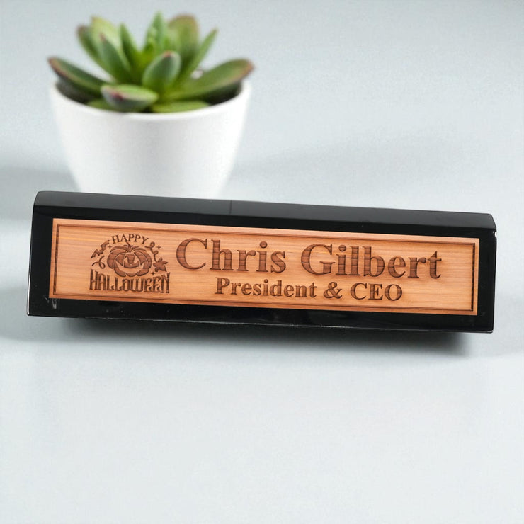 Desk Wedge Name Plate - PERSONALIZED - Happy Halloween - 11 Inches