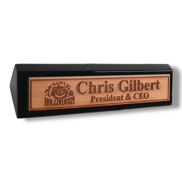 Desk Wedge Name Plate - PERSONALIZED - Happy Halloween - 11 Inches