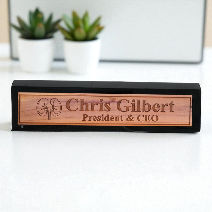 Desk Wedge Name Plate - PERSONALIZED - Kidney - 11 Inches