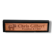 Desk Wedge Name Plate - PERSONALIZED - Indian Rhino - 11 Inches