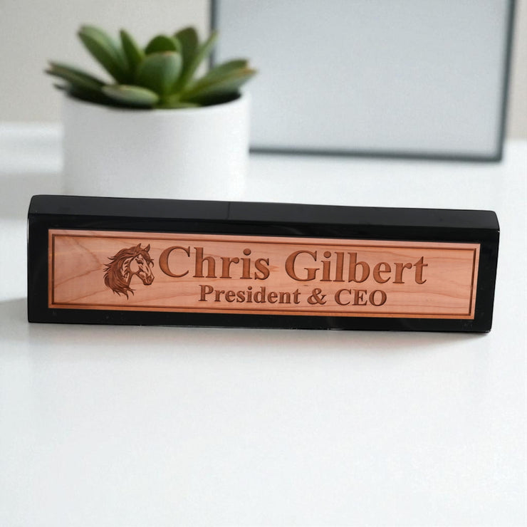 Desk Wedge Name Plate - PERSONALIZED - Horse - 11 Inches