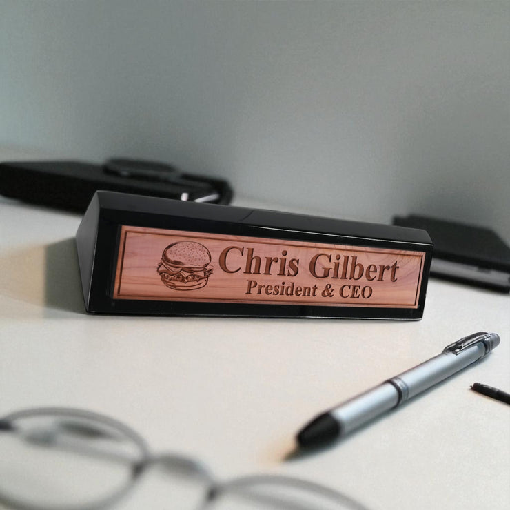 Desk Wedge Name Plate - PERSONALIZED - Hamburger - 11 Inches