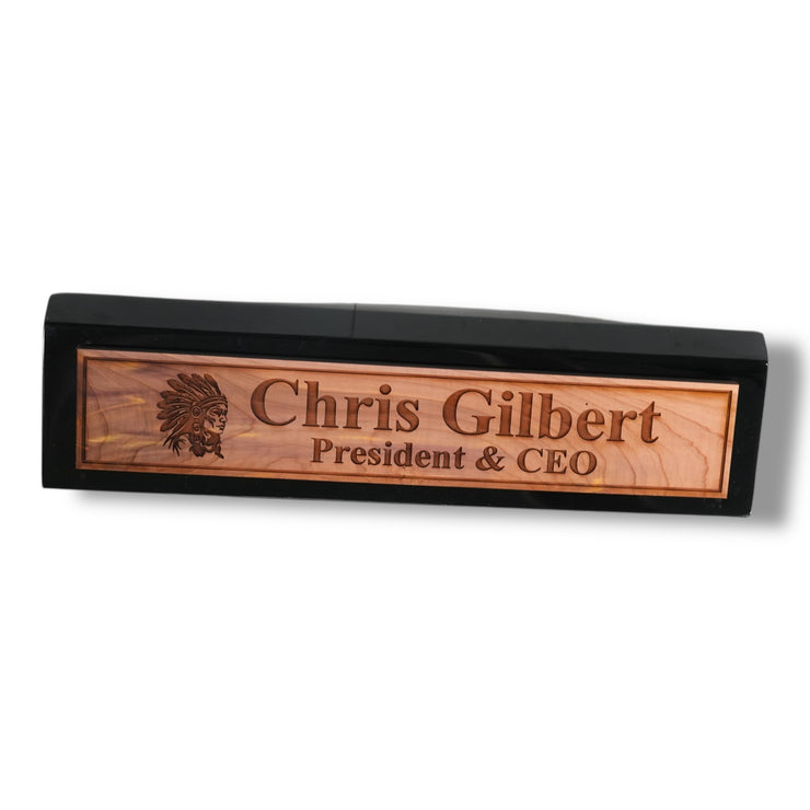 Desk Wedge Name Plate - PERSONALIZED - Indian Chief - 11 Inches