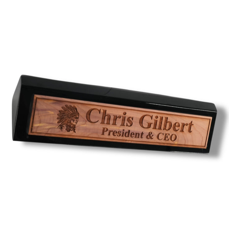 Desk Wedge Name Plate - PERSONALIZED - Indian Chief - 11 Inches