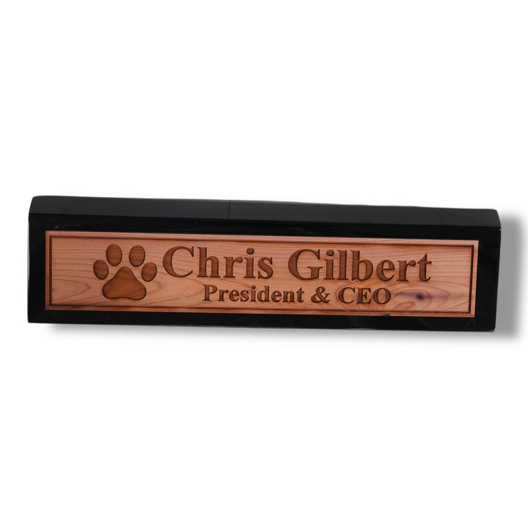 Desk Wedge Name Plate - PERSONALIZED - Dog Paw - 11 Inches