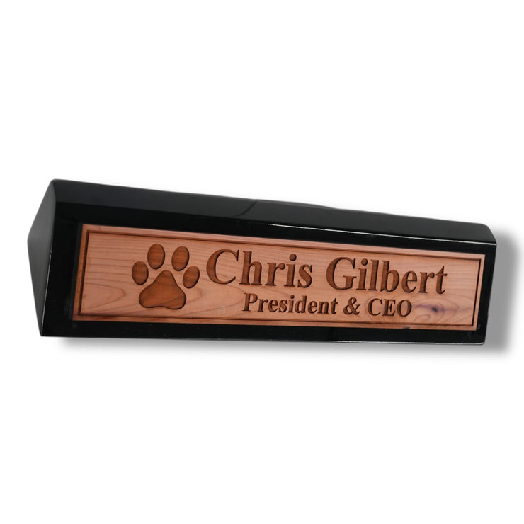Desk Wedge Name Plate - PERSONALIZED - Dog Paw - 11 Inches