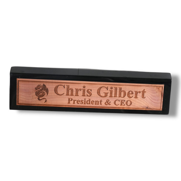 Desk Wedge Name Plate - PERSONALIZED - Flying Dragon - 11 Inches