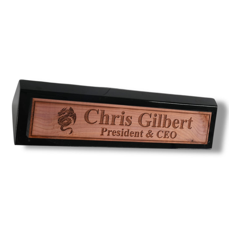 Desk Wedge Name Plate - PERSONALIZED - Flying Dragon - 11 Inches