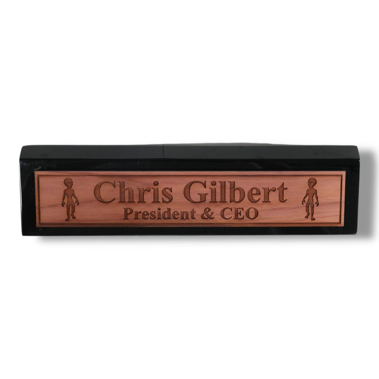 Desk Wedge Name Plate - PERSONALIZED - Alien - 11 Inches