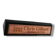 Desk Wedge Name Plate - PERSONALIZED - Football - WITH YOUR NUMBER - 11 Inches