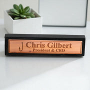 Desk Wedge Name Plate - PERSONALIZED - Fish Hook - 11 Inches