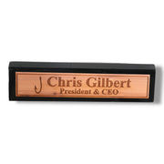 Desk Wedge Name Plate - PERSONALIZED - Fish Hook - 11 Inches