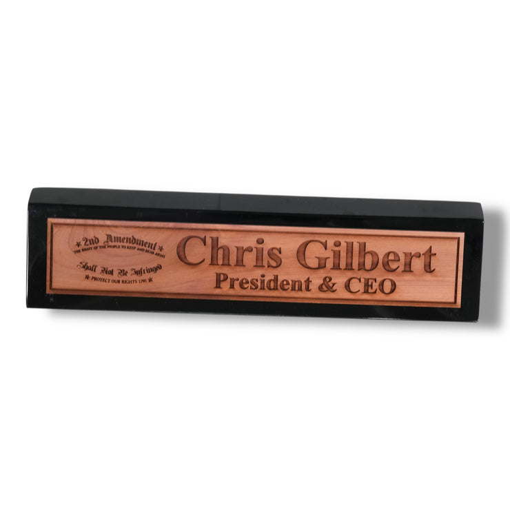 Desk Wedge Name Plate - PERSONALIZED - 2nd Amendment - 11 Inches