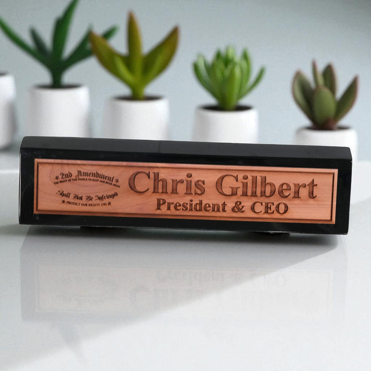 Desk Wedge Name Plate - PERSONALIZED - 2nd Amendment - 11 Inches