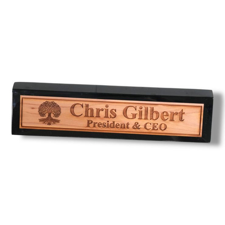Desk Wedge Name Plate - PERSONALIZED - Celtic Tree of life - 11 Inches