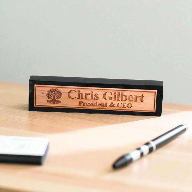 Desk Wedge Name Plate - PERSONALIZED - Celtic Tree of life - 11 Inches