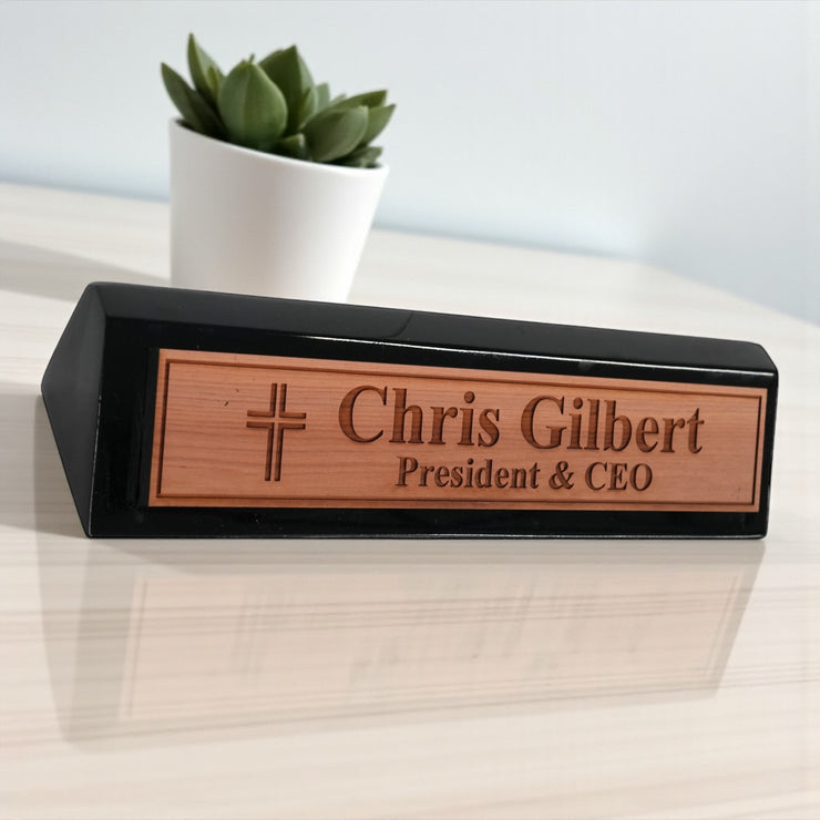 Desk Wedge Name Plate - PERSONALIZED - Cat - 11 Inches