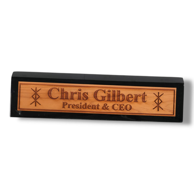 Desk Wedge Name Plate - PERSONALIZED - Viking Protection Rune - 11 Inches