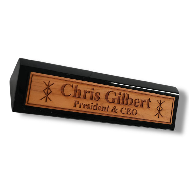 Desk Wedge Name Plate - PERSONALIZED - Viking Protection Rune - 11 Inches