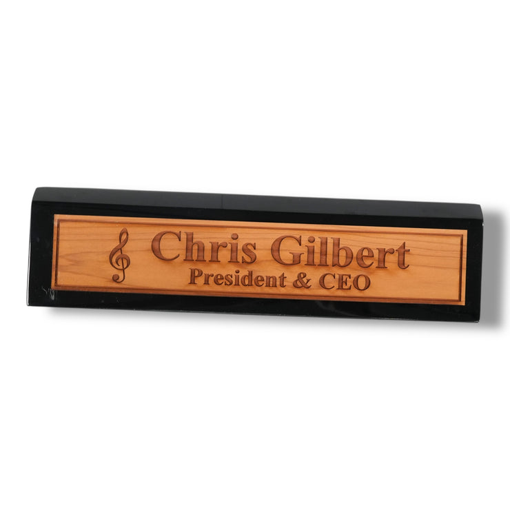 Desk Wedge Name Plate - PERSONALIZED - Treble Clef Music Note - 11 Inches