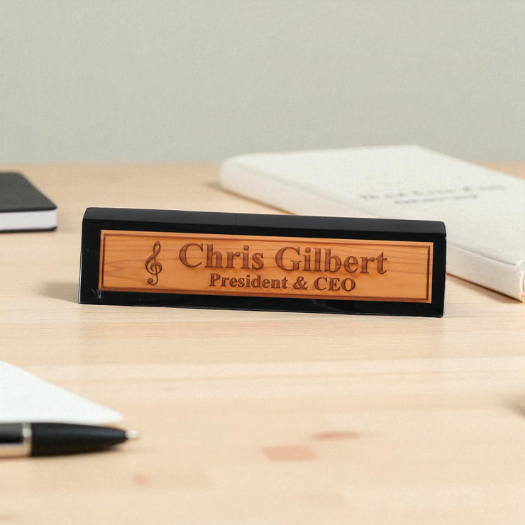 Desk Wedge Name Plate - PERSONALIZED - Treble Clef Music Note - 11 Inches