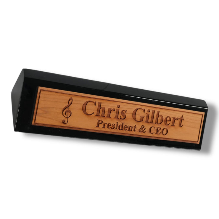 Desk Wedge Name Plate - PERSONALIZED - Treble Clef Music Note - 11 Inches