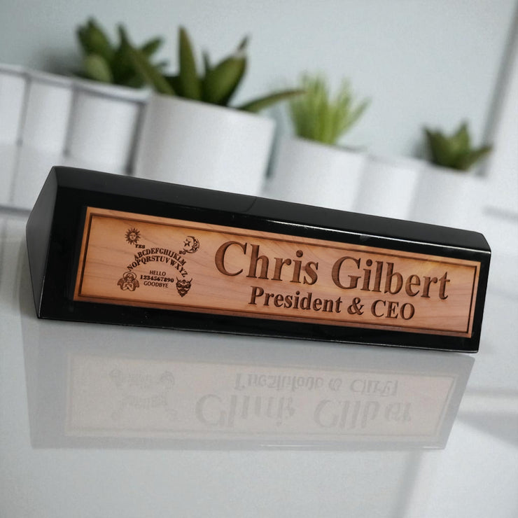 Desk Wedge Name Plate - PERSONALIZED - Spirit Board - 11 Inches