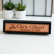 Desk Wedge Name Plate - PERSONALIZED - Water Spigot - 11 Inches