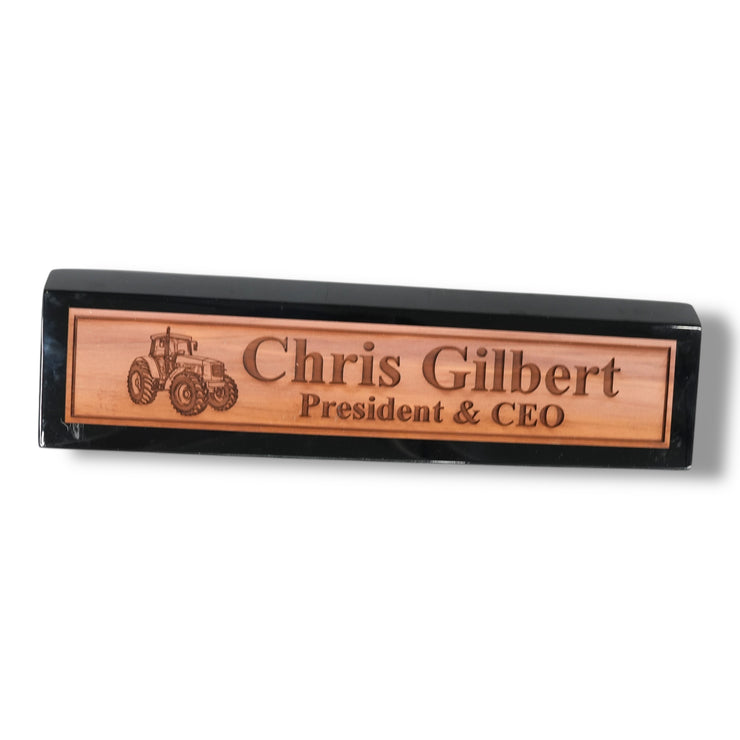 Desk Wedge Name Plate - PERSONALIZED - Tractor - 11 Inches