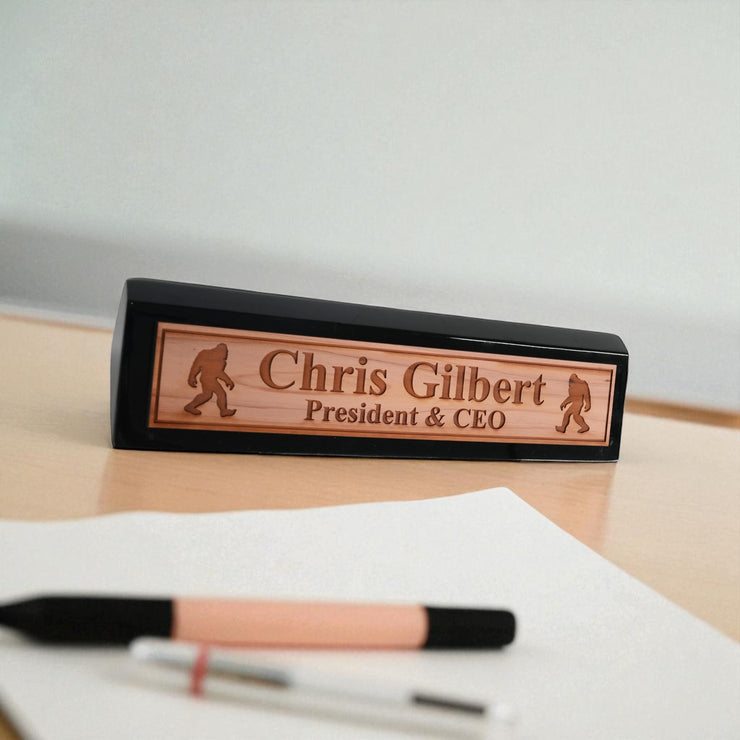 Desk Wedge Name Plate - PERSONALIZED - Bigfoot Sasquatch - 11 Inches