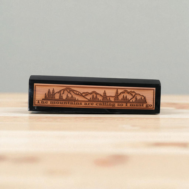 Desk Wedge Name Plate - The Mountains are calling - 11 Inches