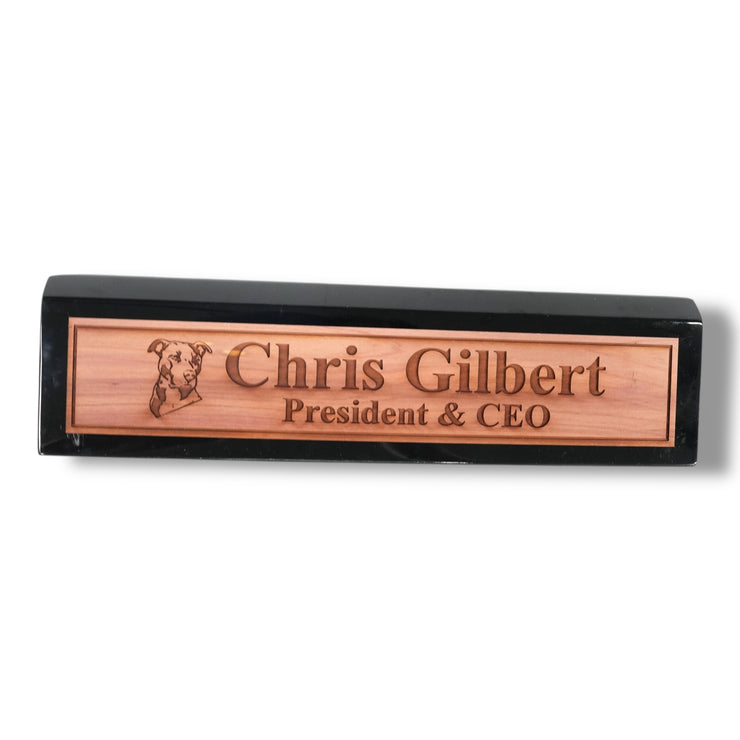 Desk Wedge Name Plate - PERSONALIZED - Pit Bull - 11 Inches