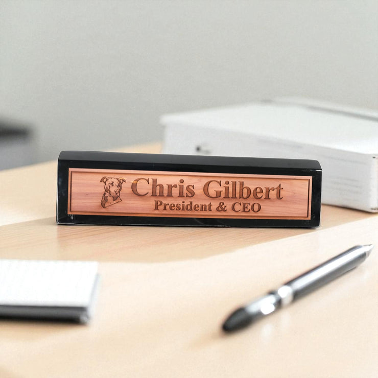 Desk Wedge Name Plate - PERSONALIZED - Pit Bull - 11 Inches
